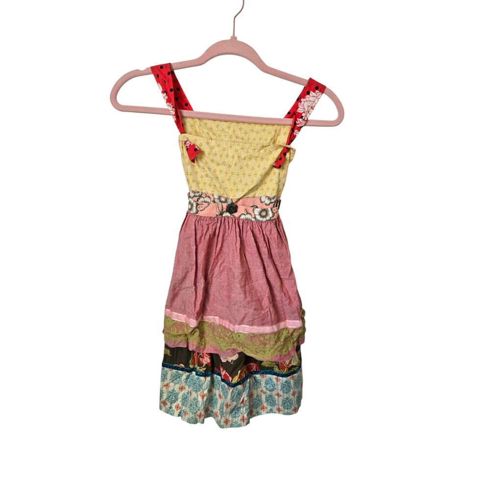 Matilda Jane Serendipity Lucky Stars Knot Apron Dress Shabby Vintage Floral Sz 8